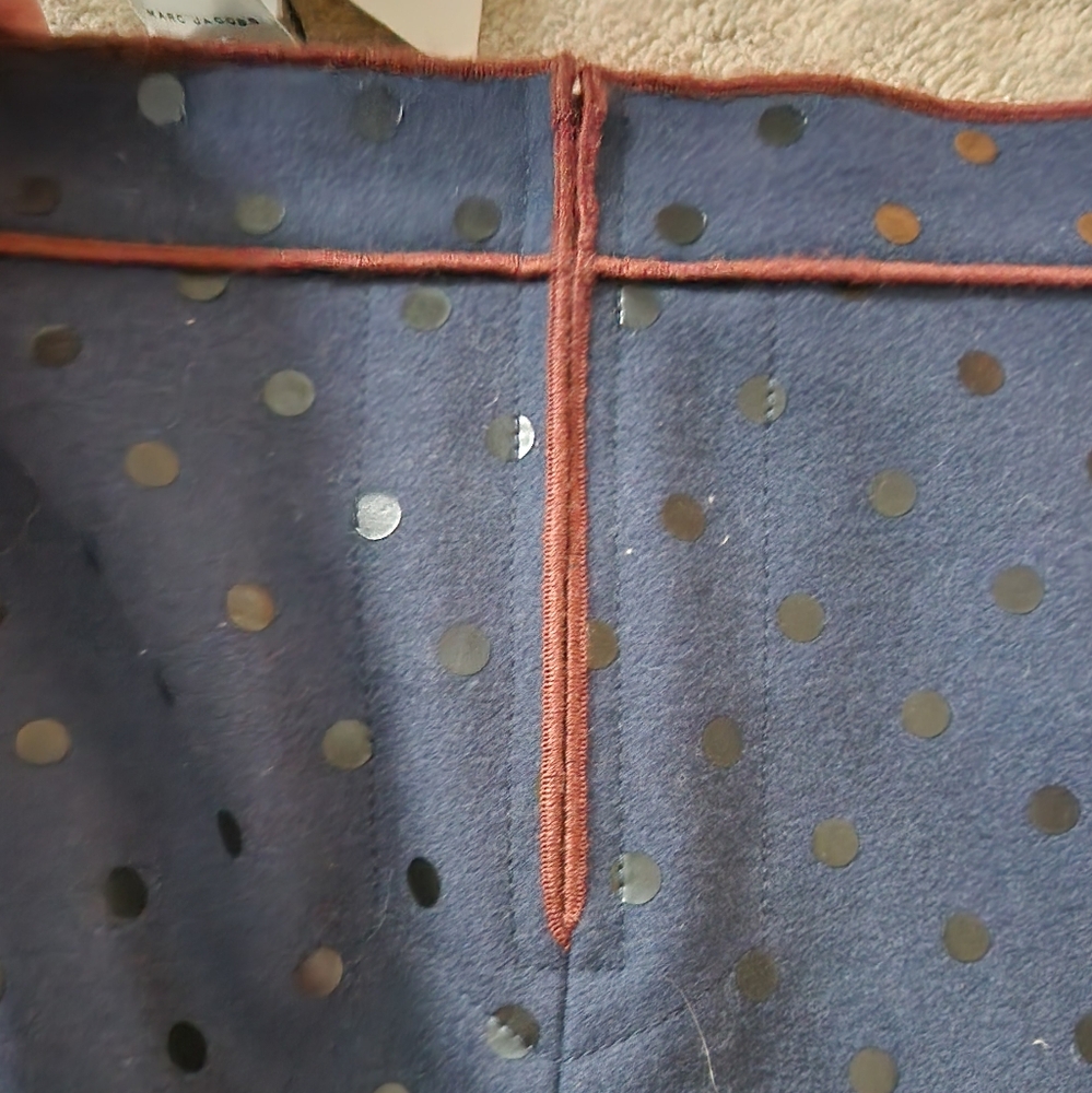 Marc Jacobs Runway $1900 Wide Leg High Waist Flare Dot Wool Pant XS 2 navy - Picture 11 of 12